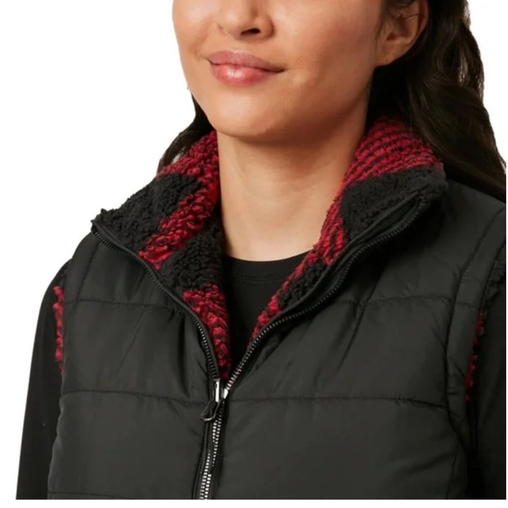 Free Country Cloud Lite Reversible Vest Women's Small S Black Red Plaid jacket - Picture 3 of 12